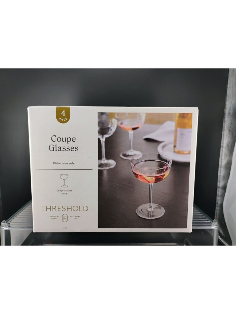 Threshold Coupe Glasses Set Of 4 Dishwasher Safe 6.7oz Clear Elegant Design
